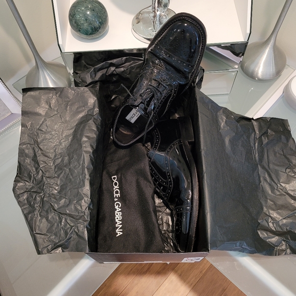 DOLCE & GABBANA MEN'S DERBY LEATHER BROGUES 5.5 MADE IN ITALY. - Picture 5 of 9